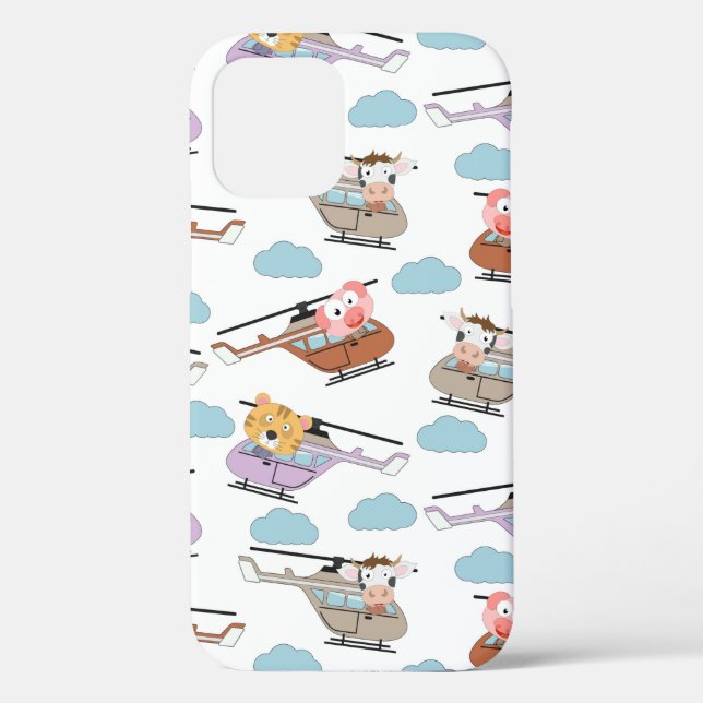 Cute Animals In Helicopter Pattern Case-Mate iPhone Case (Back)
