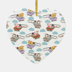 Cute Animals In Helicopter Pattern Ceramic Tree Decoration
