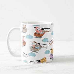 Cute Animals In Helicopter Pattern Coffee Mug