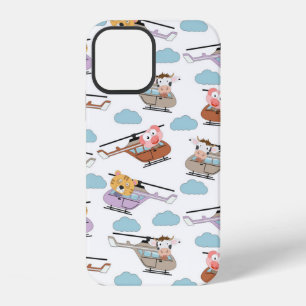 Cute Animals In Helicopter Pattern iPhone 12 Case