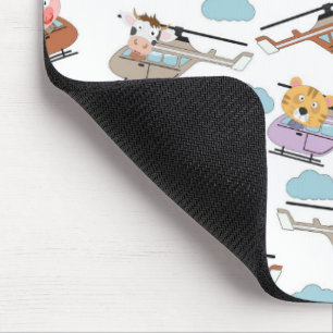 Cute Animals In Helicopter Pattern Mouse Pad