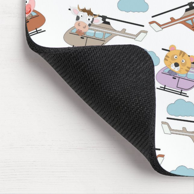 Cute Animals In Helicopter Pattern Mouse Pad (Corner)