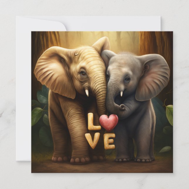 Cute animals  in love  card (Front)