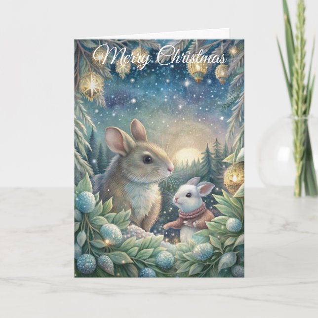 Cute Animals in Winter Holiday Card (Front)