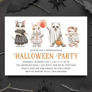 Cute Animals Kids Halloween Costume Party Invitation