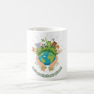 Cute Animals Let's Protect Our Planet Earth Day Coffee Mug
