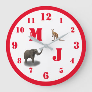 Cute Animals Monogrammed Acrylic Wall Clock