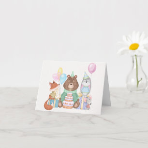 Cute animals pastel colour birthday party card