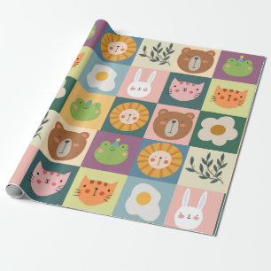 Cute Animals Patchwork Wrapping Paper