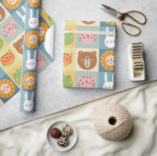 Cute Animals Patchwork Wrapping Paper