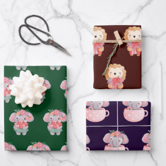 Cute Animals Pattern Wrapping Paper Sheet