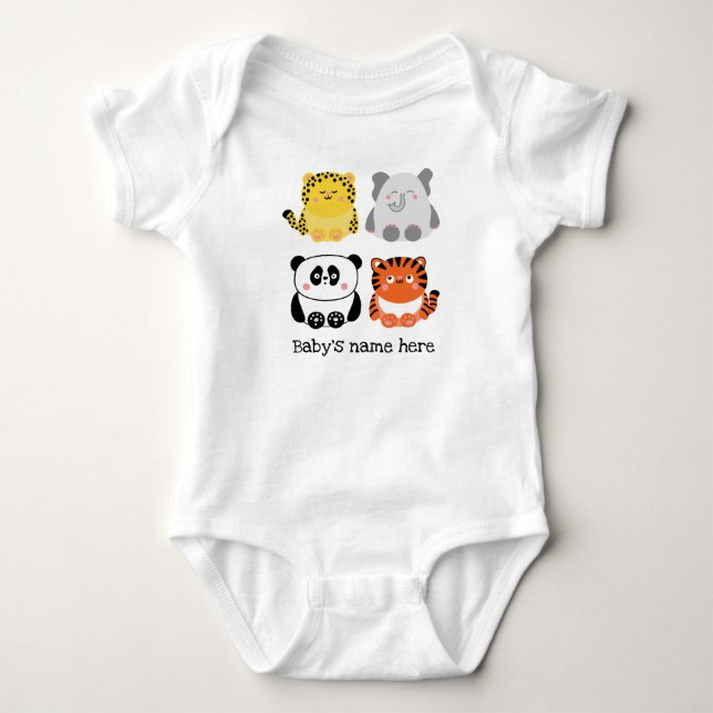 Cute animals personalized baby bodysuit (Front)