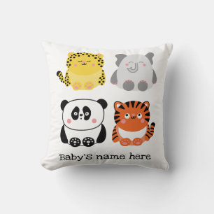 Cute animals personalized nursery cushion