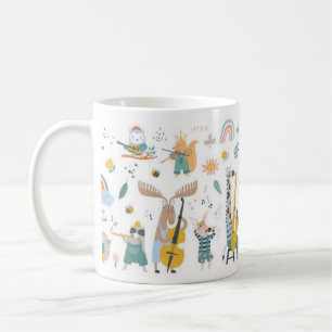 Cute Animals Playing Musical Instruments Coffee Mug