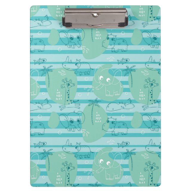 Cute animals playing with water 1 clipboard (Front)