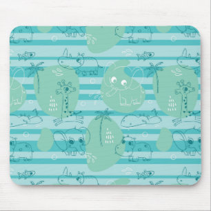 Cute animals playing with water 1 mouse pad