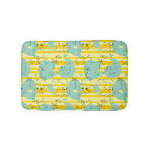 Cute animals playing with water 2 bath mat