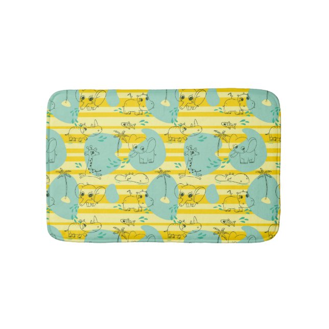 Cute animals playing with water 2 bath mat (Front)