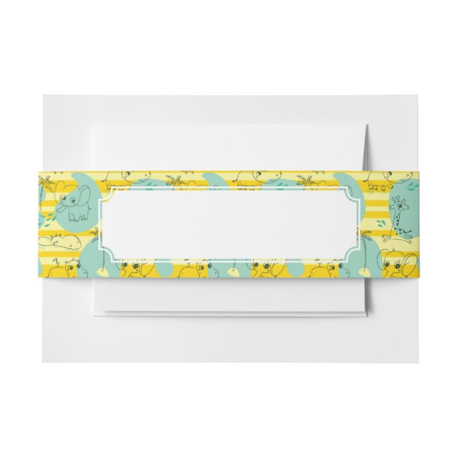 Cute animals playing with water 2 invitation belly band (Front Example)