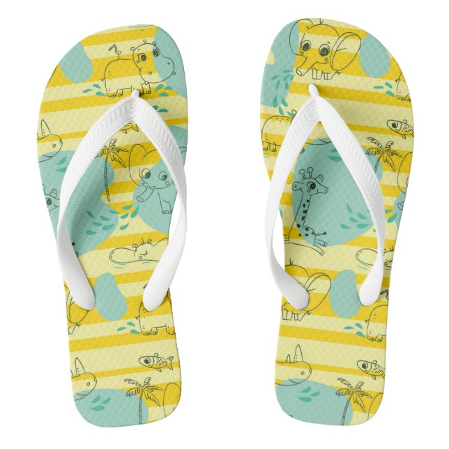 Cute animals playing with water 2 jandals (Footbed)