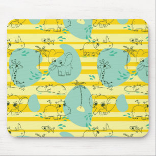 Cute animals playing with water 2 mouse pad
