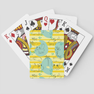 Cute animals playing with water 2 playing cards