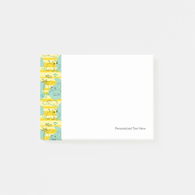 Cute animals playing with water 2 post-it notes (Front)