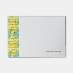 Cute animals playing with water 2 post-it notes