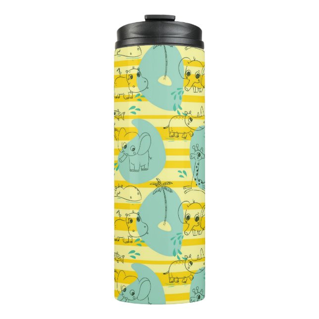 Cute animals playing with water 2 thermal tumbler (Front)