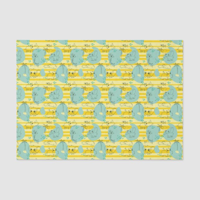 Cute animals playing with water 2 tissue paper (Front)