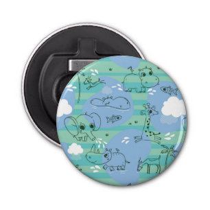 Cute animals playing with water 3 bottle opener