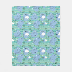 Cute animals playing with water 3 fleece blanket