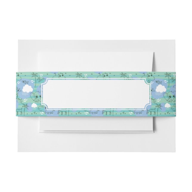 Cute animals playing with water 3 invitation belly band (Front Example)