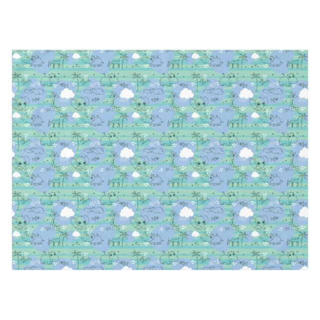 Cute animals playing with water 3 tablecloth (Front (Horizontal))