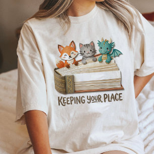 Cute Animals Reading On A Book Bookmark Tri-Blend Shirt
