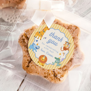 Cute Animals Safari 1st Birthday Classic Round Sticker