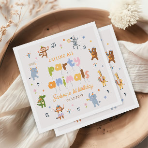 Cute Animals Safari Birthday Party Napkin