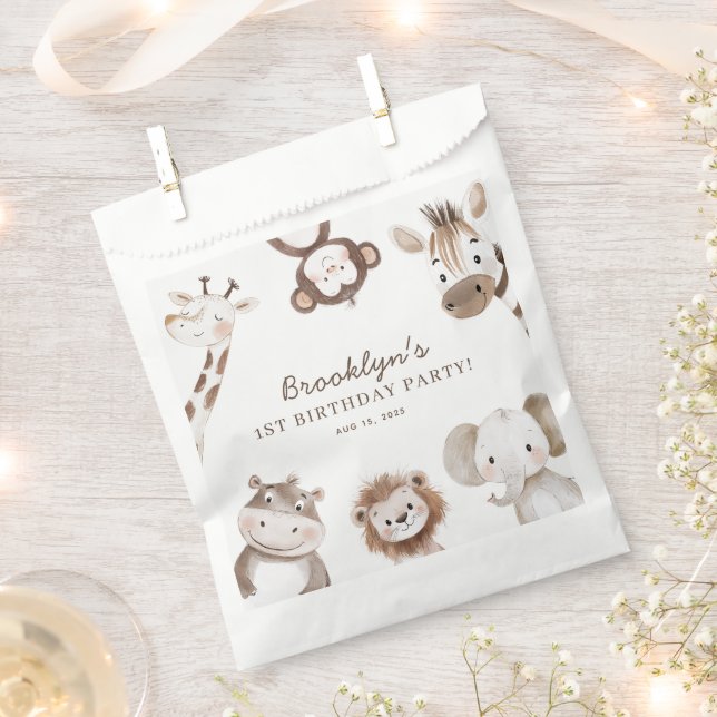 Cute Animals Safari Jungle Birthday Party Kids Favour Bags (Clipped)