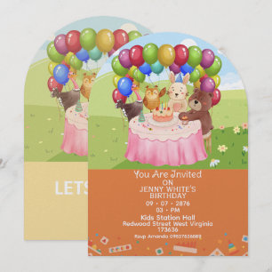 Cute Animals Themed kids Birthday Invitation