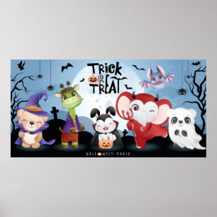 Cute Animals Trick or Treating Party Poster