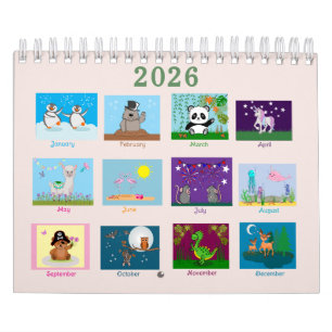 Cute Animals Two Page Calendar