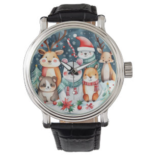 Cute animals under the Christmas tree design Watch