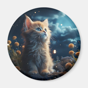 Cute animals under the starry sky magnet