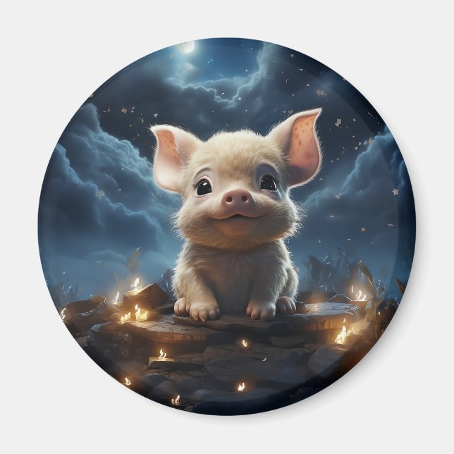 Cute animals under the starry sky magnet (Front)