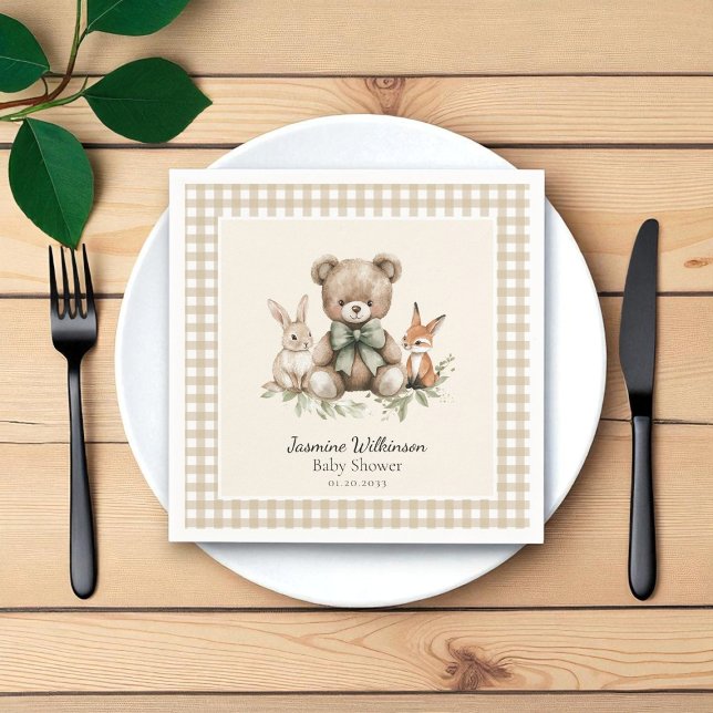 Cute Animals Watercolor Baby Shower Napkins (Creator Uploaded)