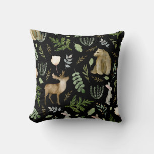 Cute Animals: Watercolor Hand Drawn. Cushion