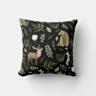 Cute Animals: Watercolor Hand Drawn. Cushion