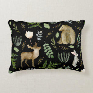 Cute Animals: Watercolor Hand Drawn. Decorative Cushion