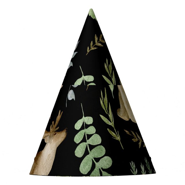 Cute Animals: Watercolor Hand Drawn. Party Hat (Front)