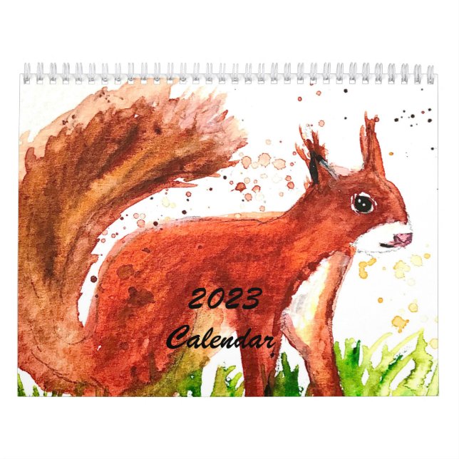 Cute animals Watercolor Squirrel Fox Deer Forest Calendar (Cover)